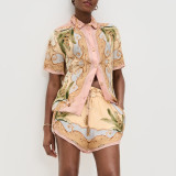 Casual Linen Shirt & Shorts Set 