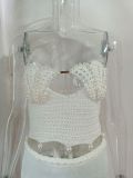 Pearl Embellished Top & Full-Length Skirt Set