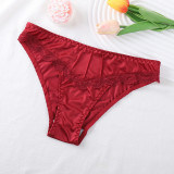 Women's Seamless Low-Waist Satin Gusset Lace Bikini Underwear