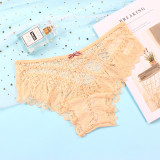Women's Lace Trim Cross-Strap Bow Triangle Panties