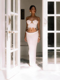 Pearl Embellished Top & Full-Length Skirt Set