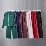 Knit Sports Set with Cardigan & Wide-Leg Pants