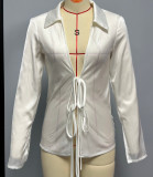 Luxurious Satin Tie-Front Blouse