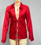 Luxurious Satin Tie-Front Blouse