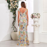 V-Neck and Sparkling Sequin Sleeveless Mermaid Evening Gown