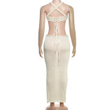 Halter Tank Top and Bodycon Midi Skirt