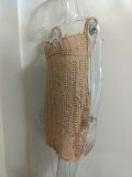 Pearl Embellished Vacation Halter Maxi Dress
