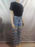 Cutout High-Waist Denim Pants