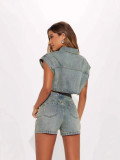 Urban Colorblock Denim Two-Piece Set