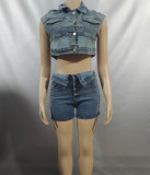 Urban Colorblock Denim Two-Piece Set