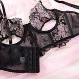Elegant Lace Boned Crop Camisole & Bra Ensemble
