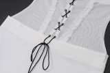 Butterfly Bow Lace Splice Spaghetti Strap Mini Dress