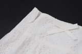 Bubble Sleeve Blouse & Ruffled Hem Skirt Two-Piece Set