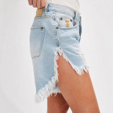 Women's Tassel Ripped Denim Knee-Length Shorts