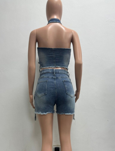 Rivet Zip Stretch Denim Co-ord Set