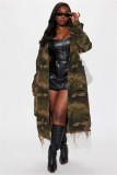 Camo Distressed Trench Coat