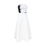 Strapless Crop Top and High-Waist A-Line Skirt  Set