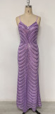 Sparkling Spaghetti Strap Sequin Maxi Dress