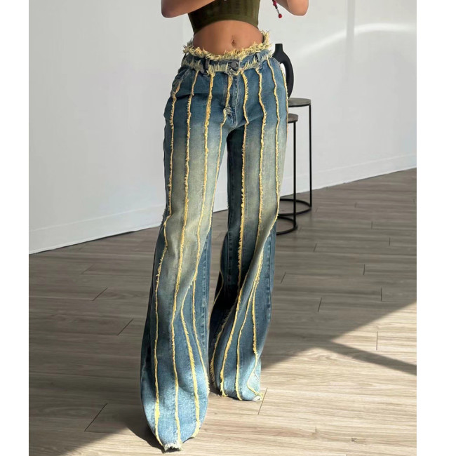 Multi-Layer Washed Stretch Jeans