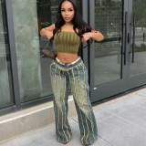 Multi-Layer Washed Stretch Jeans