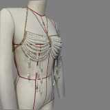 Luxe Boho Pearl Versatile Layered Bra Accessory Crystal Body Chain Necklace