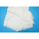 Lace Ruffle Trim Open-Back Bodysuit