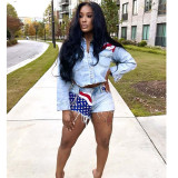 Vintage Patriotic Denim Flag Print Co-ord Set