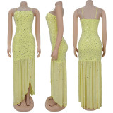 Rhinestone Strap High-Slit Glamour Dress