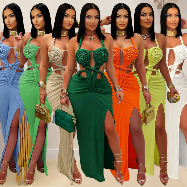 Chic Knit Halter Backless Bodycon Dress