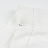 White High-Waisted Linen Blazer & Vest Ensemble