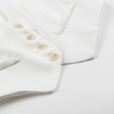 White High-Waisted Linen Blazer & Vest Ensemble