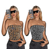Leopard Sequin Strapless Glamour Top