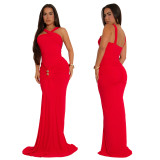 Sculptural Pleated Bodycon Maxi Dress