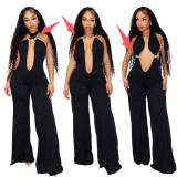 Multi-Way Deep V Metal-Accent Transformative Jumpsuit