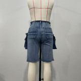Vintage Workwear Bermuda Shorts Denim Jeans for Women