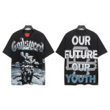 Vintage Skull Graphic Washed Cotton T-Shirt