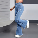 Avant-Garde Heart Distressed Flared Denim Pants