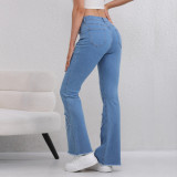 Avant-Garde Heart Distressed Flared Denim Pants