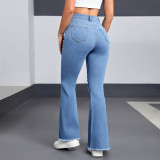 Avant-Garde Heart Distressed Flared Denim Pants