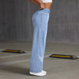 Luxury Rhinestone Butterfly Straight- Denim Jeans