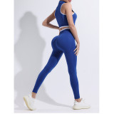 Zip-Up Sports Bra & Performance Leggings Color-Block Seamless Yoga Set