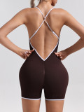 Cross-Back Compression Yoga Bodysuit