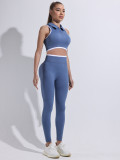 Zip-Up Sports Bra & Performance Leggings Color-Block Seamless Yoga Set