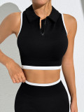 Zip-Up Sports Bra & Performance Leggings Color-Block Seamless Yoga Set