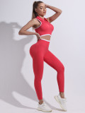 Zip-Up Sports Bra & Performance Leggings Color-Block Seamless Yoga Set