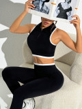 Zip-Up Sports Bra & Performance Leggings Color-Block Seamless Yoga Set