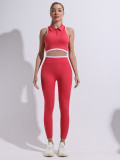 Zip-Up Sports Bra & Performance Leggings Color-Block Seamless Yoga Set