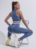 Zip-Up Sports Bra & Performance Leggings Color-Block Seamless Yoga Set