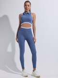 Zip-Up Sports Bra & Performance Leggings Color-Block Seamless Yoga Set