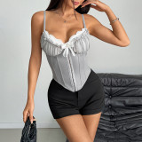 Luxe Fishbone Mesh Lace Camisole